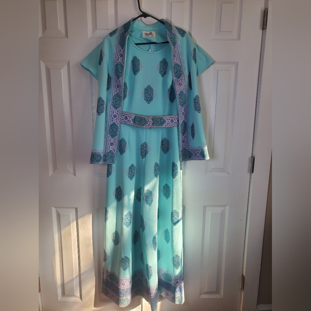 Vintage Alfred Shaheen Belted Palazzo Pants Jumpsuit and matching jacket Set